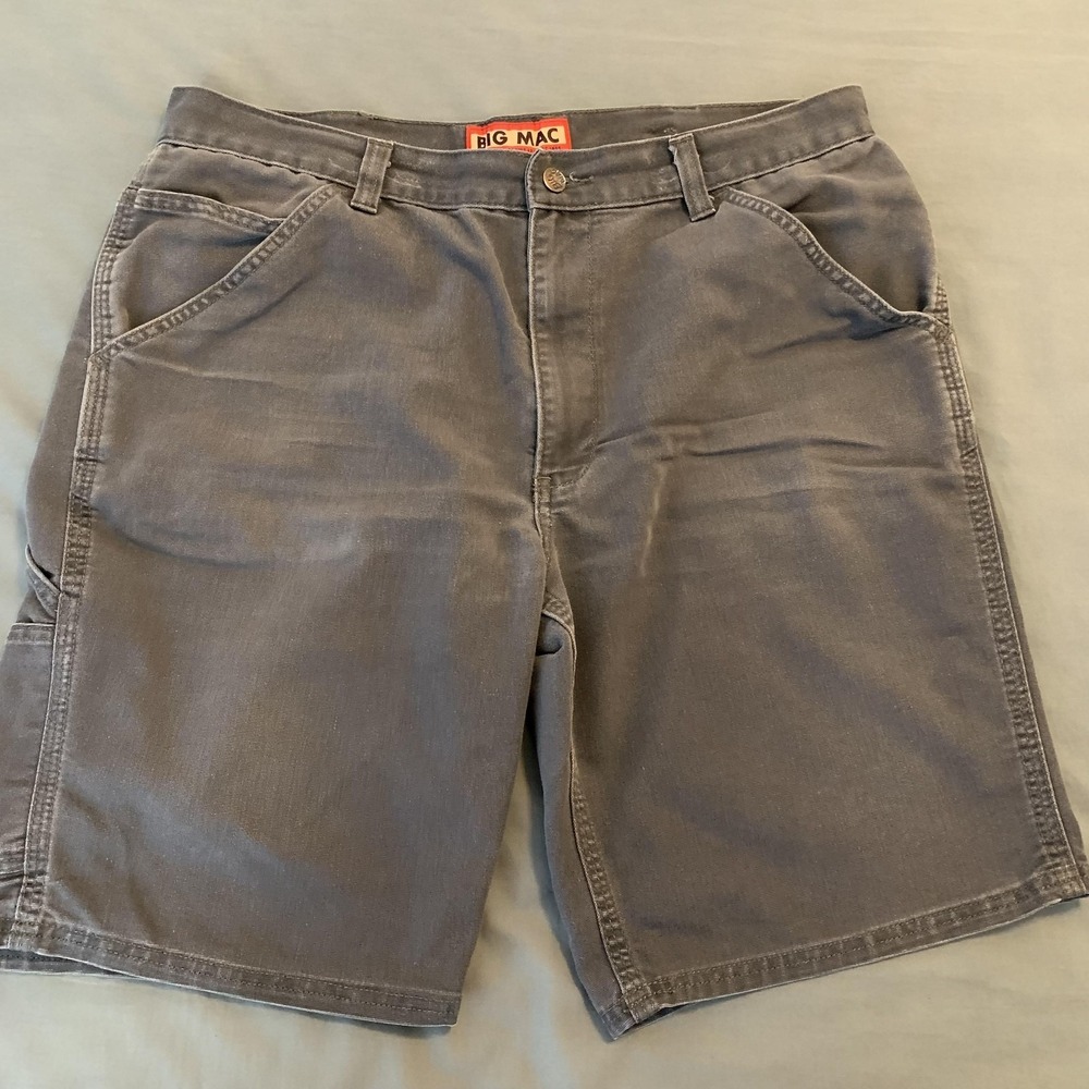Big Mac Cargo Shorts Mens 38‎ Gray Stretch Workwear Utility Pockets Carpenter